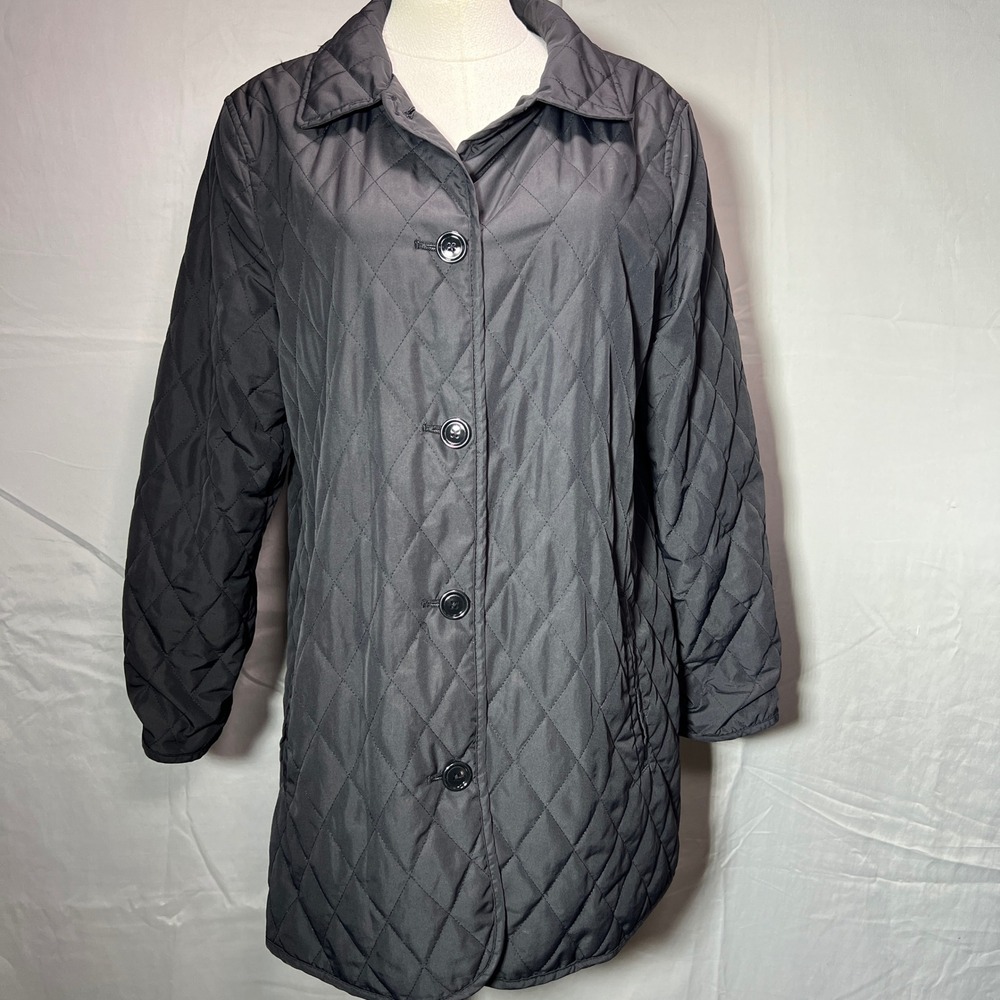 GAP‎ Quilted Jacket Women's M Black Button Front Coat